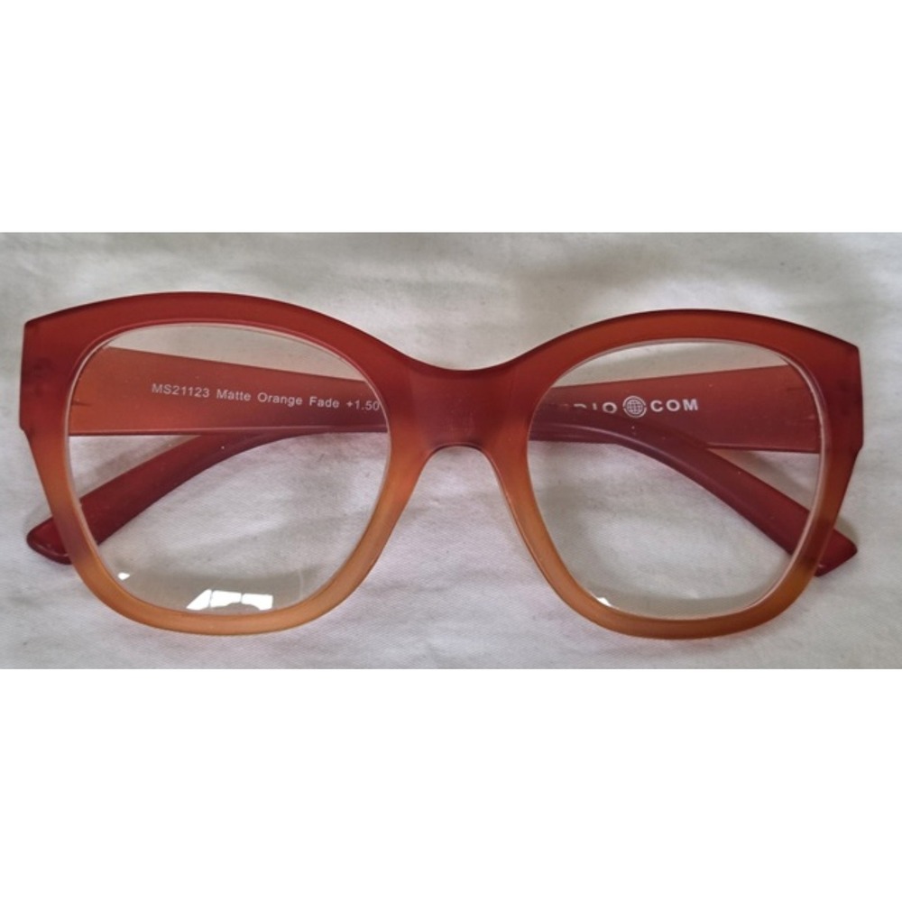 NWT Max Studio Orange 1.5 Cat Eye Round Thick Reading Nerd Glasses 135256